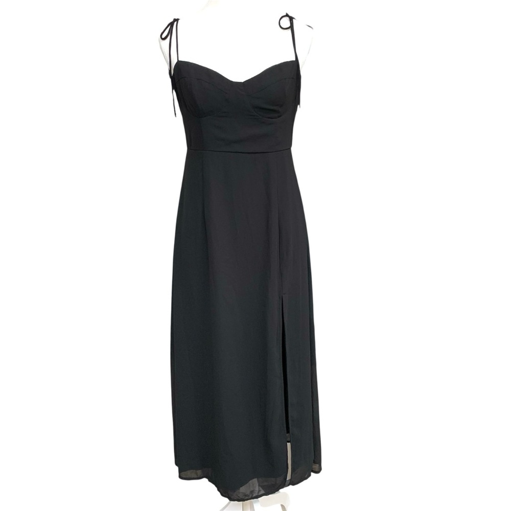 Petal & Pup Black Midi Dress with Tie Straps